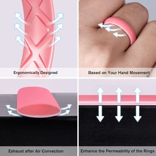 Miniatura 6 de Egnaro Silicone Ring Women, Inner Arc Ergonomic Breathable Design Womens Silicone Wedding Ring, 4mm Width - 1.5mm Thickness Rubber Wedding Bands