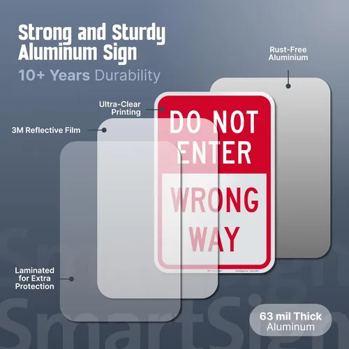 Miniatura 2 de SmartSign 18 x 12 pulgadas "No Entrar - Dirección Incorrecta" Cartel de metal, aluminio de 63 mil, material reflectante laminado 3M de grado