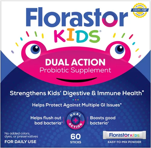 Miniatura 10 de Florastor Suplemento probiótico de doble acción para niños, fortalece la salud digestiva e inmunológica de los niños, 20 barras de polvo fáciles