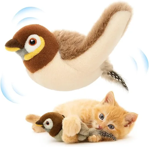 Miniatura 12 de Juguete interactivo de pingüino para gatos, juguete recargable con alas aleteadas con hierba gatera, alas de batir automáticas, divertido juguete