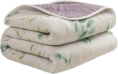 Miniatura 11 de SANACYNA - Manta de muselina de gasa de 6 capas 100% algodón, manta de girasol tamaño Queen 90 x 90 pulgadas, manta ligera suave y transpirable