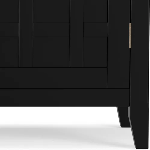 Miniatura 8 de SIMPLIHOME Bedford Buffet - Aparador de 3 puertas de madera maciza de 54 pulgadas de ancho con estante para vino en negro, gabinete de transición