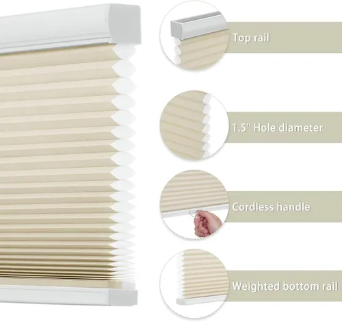 Miniatura 3 de Changshade - Persianas Celulares con Filtrado de Luz sin Cordones para Ventanas Puertas, con Forma de Panal, Aislamiento Térmico, Cancelación