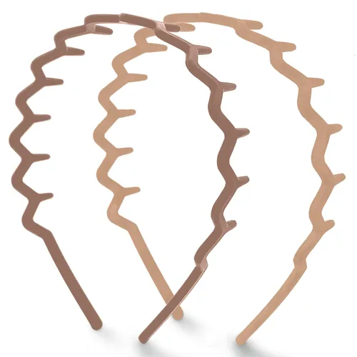 Kitsch - Diademas de diseño Zig Zag, de plástico reciclado, para hombres y mujeres, clásica de los años 90, diadema ondulada con dientes, diademas