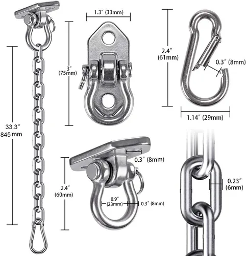 Miniatura 6 de Kits colgantes para hamaca, columpio, colgador de columpio resistente con cadena, para interiores y exteriores, hamaca colgante para boxeo, saco