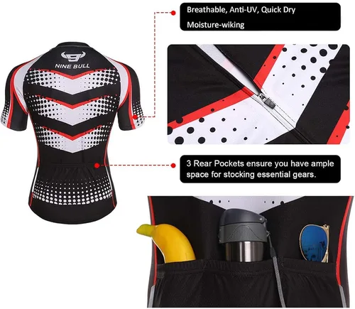 Miniatura 4 de Conjunto de camiseta de ciclismo para hombre, camiseta reflectante de secado rápido y pantalones cortos de ciclismo acolchados 3D, M