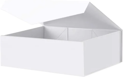 Miniatura 35 de BLK&WH Caja de regalo de 9 x 6.5 x 3.8 pulgadas, caja de regalo negra, caja de padrino, caja plegable con tapa de cierre magnético para embalaje