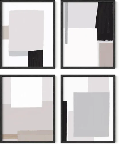 Miniatura 41 de HAUS AND HUES Arte abstracto para pared en blanco y negro, juego de 4 pósteres minimalistas en blanco y negro para paredes, pósteres estéticos Juego