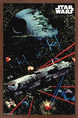 Miniatura 7 de Trends International Star Wars: Saga - Póster de pared de batalla espacial, 14.725 x 22.375 pulgadas, versión enmarcada de madera de granero