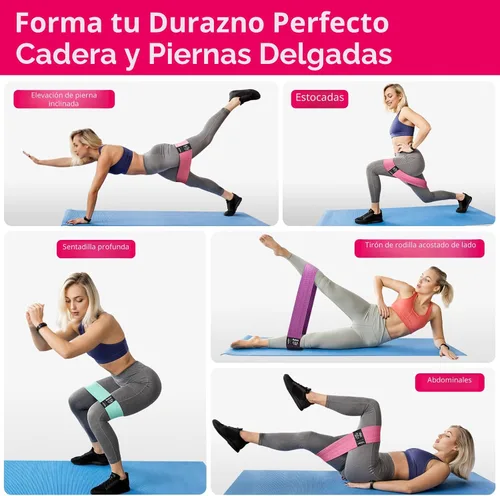 Miniatura 5 de WALITO Bandas de Resistencia para Entrenamiento, Bandas de Ejercicio de Tela para Piernas y Glúteos, Bandas de Entrenamiento para Mujeres y Hombres