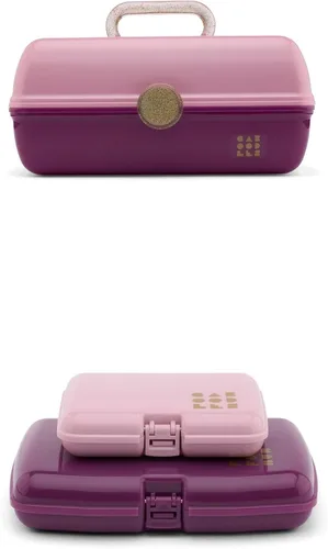 Miniatura 24 de Caboodles On-The-Go Girl - Caja de maquillaje para chicas, dos tonos violeta sobre brillo plateado, caja organizadora de maquillaje de plástico