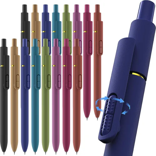 Miniatura 14 de Hiacry 8 bolígrafos de gel de punta fina de 0.028 pulgadas, tinta negra, escritura suave, secado rápido, larga duración, suministros escolares