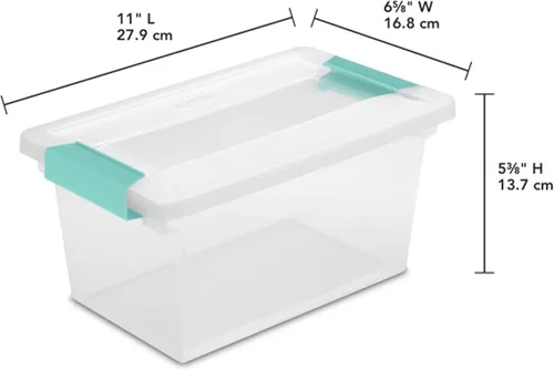 Miniatura 3 de Sterilite Paquete de 8 cajas de clip, contenedores apilables de plástico transparente con tapas de cierre, tamaño mediano, suministros de escritura