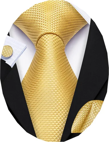 Miniatura 219 de Barry.Wang Juego de corbatas para hombre, corbata de seda a rayas, tejido a cuadros, gemelos formales, negocios, boda