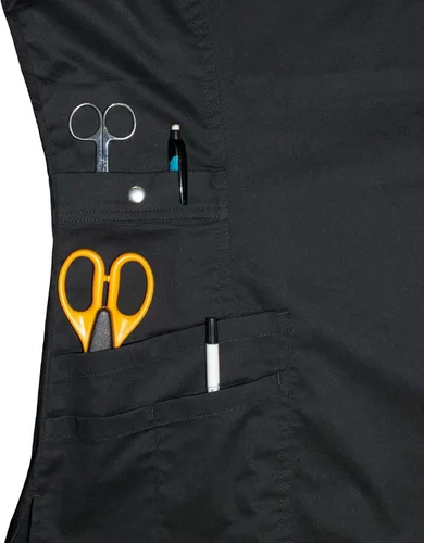Miniatura 4 de Medgear - Conjunto de ropa quirúrgica para mujer con pantalones elásticos de 12 bolsillos