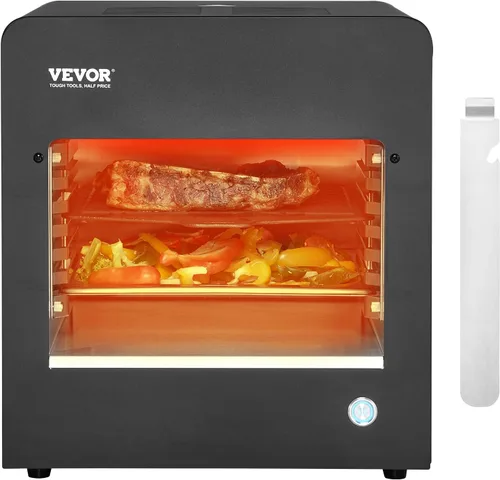 Miniatura 12 de VEVOR Horno de Acampada al Aire Libre, Combo de Estufa de Gas Portátil de 2 en 1, Fuego Ajustable, Temporizador de 60 Minutos, a Prueba de Viento