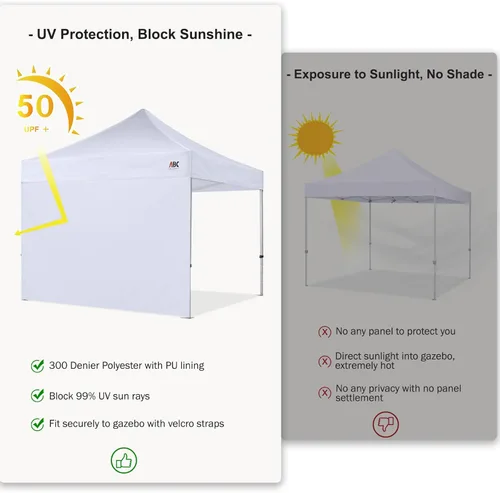 Miniatura 4 de ABCCANOPY - Toldo desplegable para el sol 10'x 10', pared lateral de 10' (1 panel), más de 15 colores, con cintas para sujetar de la estructura