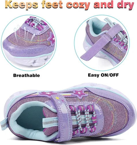 Miniatura 3 de SPR&JOY Zapatos con luz para niños y niñas, ligeros, transpirables, antideslizantes, tenis deportivos con luces LED intermitentes para niños pequeños