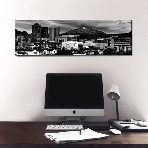 Miniatura 6 de Arte de Pared de Arizona para Oficina Decoración Negro y Blanco Imágenes de Paisaje Urbano de Tucson para Dormitorio Impresiones en Lienzo