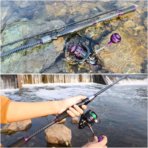 Miniatura 7 de Sougayilang Combos de pesca giratorios, carbono y fibra de vidrio, cañas de pescar de 2 piezas con carrete giratorio de tamaño 2000 - 6 pies 0