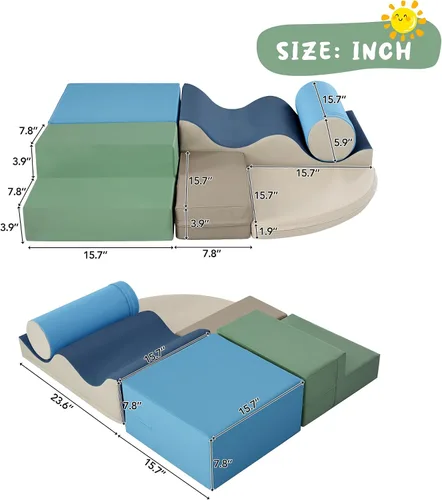 Miniatura 7 de Virubi Juego de actividades suaves de escalada y gateo de 6 piezas, juguetes de escalada para niños pequeños en interiores, escalador de esquina