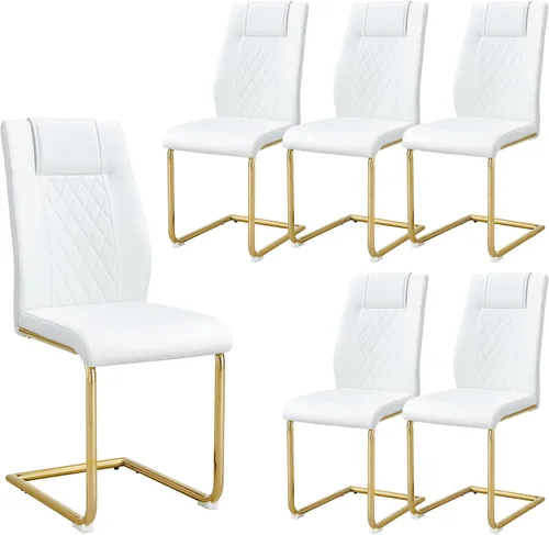 Miniatura 26 de Sillas De Comedor - Juego de 4 sillas de comedor modernas para cocina, con asiento tapizado de piel sintética, patas de metal con respaldo alto