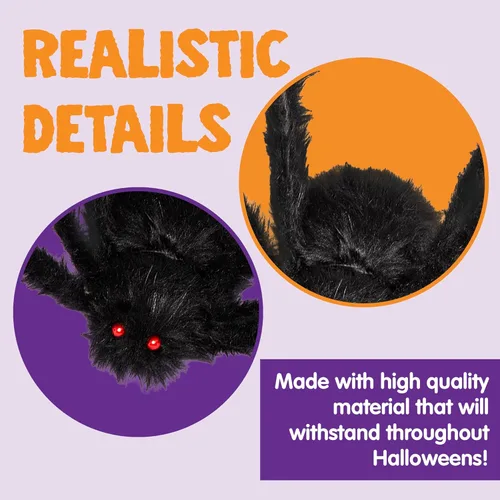 Miniatura 4 de JOYIN Paquete de 2 decoraciones de Halloween para exteriores de 5 pies, araña negra peluda, araña gigante aterradora, accesorios falsos grandes