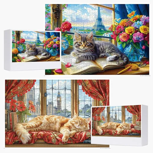 Rompecabezas de 1000 piezas, rompecabezas para adultos, gatos divertidos, gatitos, mascotas, amantes de los animales, rompecabezas imposible difícil