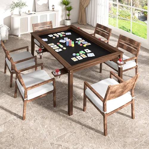 Yardenaler Mesa de Juegos de Mesa de Madera Maciza, Mesa de Juegos y Comedor con Gran Espacio de Juego de 58" x 33" y Superficie Extraíble, Para 4 a
