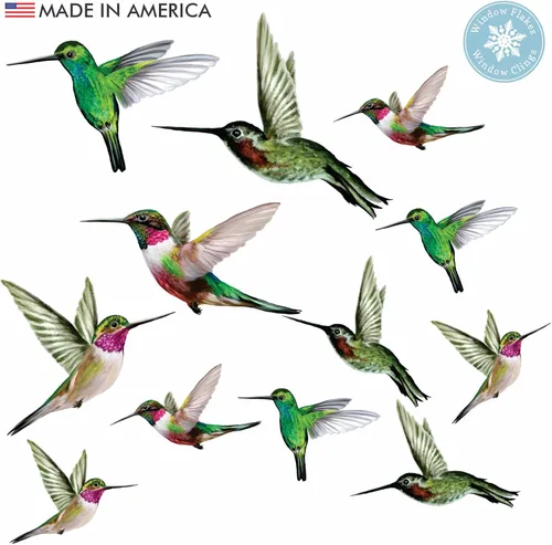 Miniatura 6 de 12 adhesivos para ventanas de colibrí para seguridad de vidrio en ventanas, puertas y paneles transparentes. Calcomanías de ventana para evitar