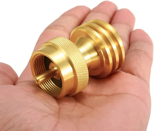 Miniatura 4 de Joywayus Adaptador ahorrador de latón macizo, convertidor de adaptador de propano redondo de 1 libra, botella pequeña universal para parrilla de gas