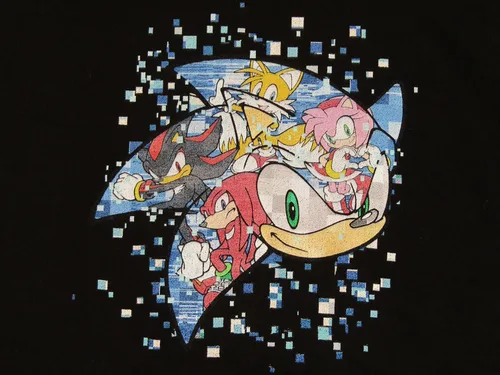 Miniatura 2 de Bioworld Sonic the Hedgehog Modern Character Group - Sudadera con capucha negra, Negro