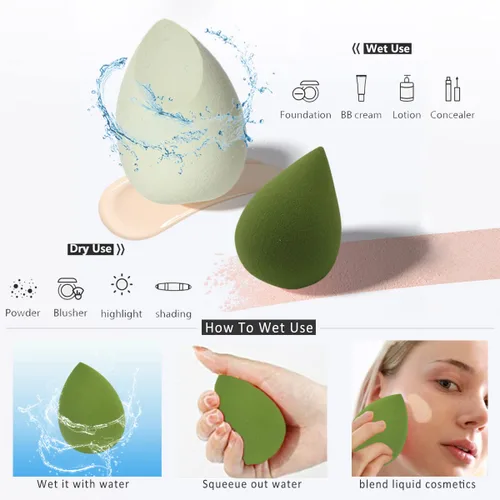 Miniatura 2 de Set de esponjas de maquillaje - Esponjas de belleza para mezclar con 1 soporte y estuche en forma de huevo, impecables para crema, polvo y líquido