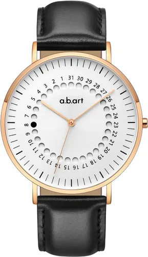 Miniatura 12 de a.b.art Reloj de cuarzo para hombre, movimiento Ronda con piezas suizas, cristal de zafiro, correa de malla milanesa, diseño ultrafino, esfera negra