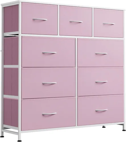 Miniatura 16 de WLIVE Cajonera de tela de 9 cajones, torre de almacenamiento para dormitorio, pasillo, entrada, armario, unidad organizadora de cajones altos