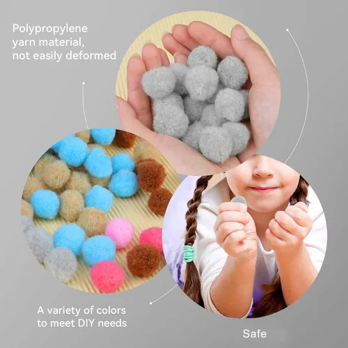 Miniatura 4 de MORFEN 150 Piezas Pompones, Pompones de Manualidades Gris Claro de 1 Pulgada, Bolas de Pompón Esponjosas, Pequeñas Bolas de Pompón para Artes DIY
