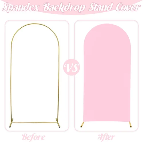 Miniatura 4 de Cubierta de Arco de Boda Ajustada de Spandex 7.2 Pies, Cubierta de Fondo de Arco Rosa, Cubiertas de Soporte de Fondo Chiara de Parte Superior