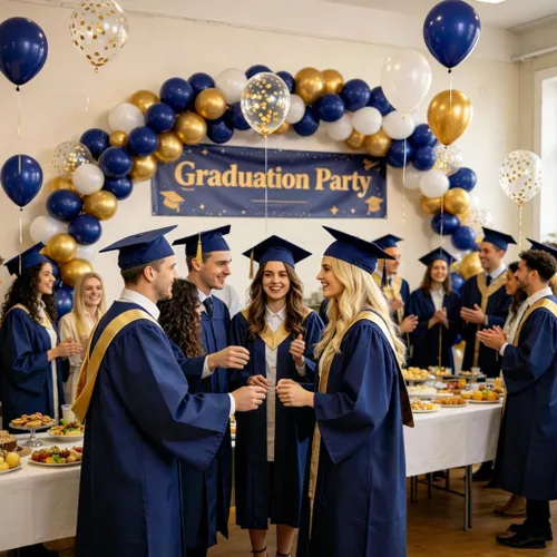 Miniatura 2 de Globos azul marino y dorados, 50 piezas de globos de confeti azul marino perla doble relleno blanco arena metálico cromado dorado de 12 pulgadas