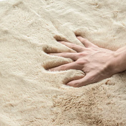 Miniatura 6 de ORINOVA Alfombra de pelo de conejo sintético de lujo de camello lavable para sala de estar Dormitorio Niños Círculo Pequeña Guardería Alfombra