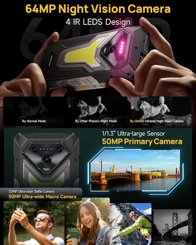 Miniatura 6 de Ulefone Armor 34 Pro 5G - Teléfono inteligente resistente con proyector de 150 lúmenes, 32GB+512GB ROM/2TB, 25500mAh 66W, Android 15, 6.95" 120Hz