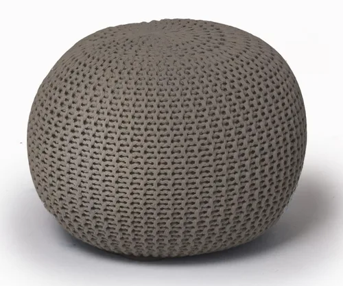 Miniatura 6 de Urban Shop Puf redondo tejido, Microfibra, Gris