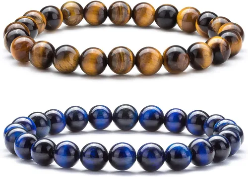 Miniatura 36 de Pulsera de triple protección, ojo de tigre malvado de ojo y obsidiana negra de 0.315 in, pulsera curativa para hombres y mujeres, pulsera curativa