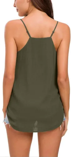 Miniatura 44 de Camiseta de chifón con tirantes delgados ajustables y cuello en V
