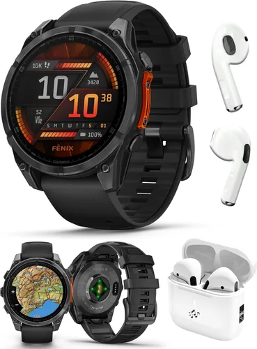 PlayBetter Garmin Fenix 8 AMOLED (47mm, 1.4") (Gris pizarra/Negro) Reloj inteligente multideporte GPS con pantalla táctil de 1.4", faro LED AMOLED