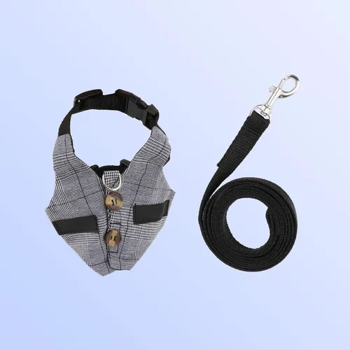 Miniatura 6 de Conjunto de arnés y correa de conejo, estilo formal ajustable para conejito gatito pequeño animal caminando (S)