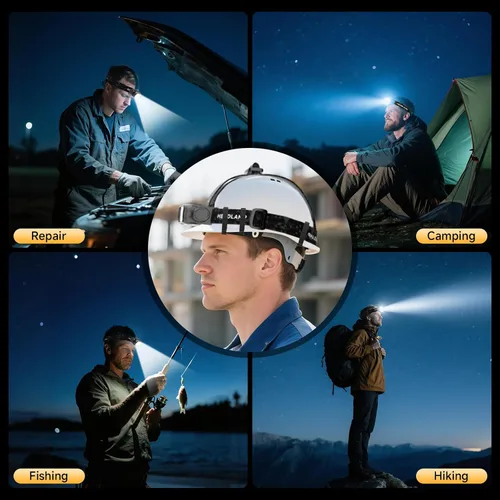 Miniatura 8 de ATDOALL Linterna frontal LED recargable, lámpara de cabeza súper brillante de alto lumen con luz roja, sensor de movimiento, 5 modos, ajustable a
