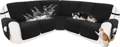 Miniatura 45 de Fundas para sofá modular reclinable, de terciopelo en forma de L, funda de consola central para perros y mascotas, lavable antideslizante, 1 funda