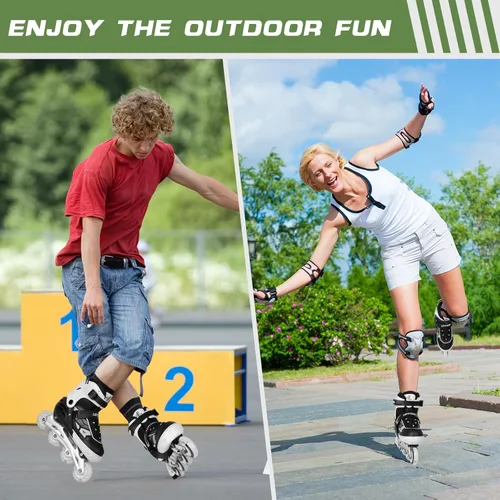 Miniatura 6 de Patines en línea ajustables para niños y adultos, patines al aire libre para principiantes con todas las ruedas iluminadas para niñas, niños, Blanco