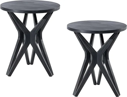 Miniatura 9 de Mesa auxiliar estilo rústico con pedestal, superficie envejecida con base de trípode, mesita de noche para sala de estar, moderna, decoración boho