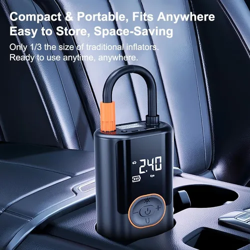 Miniatura 4 de Inflador de neumáticos portátil, compresor de aire inalámbrico, medidor de presión digital, 150 PSI, linterna LED, 4 modos preestablecidos